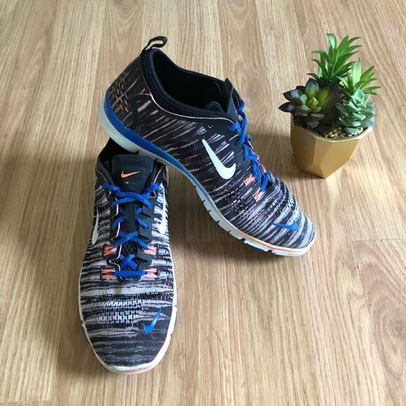 NIKE Free 5.0 TR Fit 4 PRT Black/Blue/Peach Shoes - Picture 1 of 10